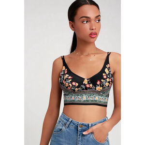 Free People Day to Night Black Floral Print Brami